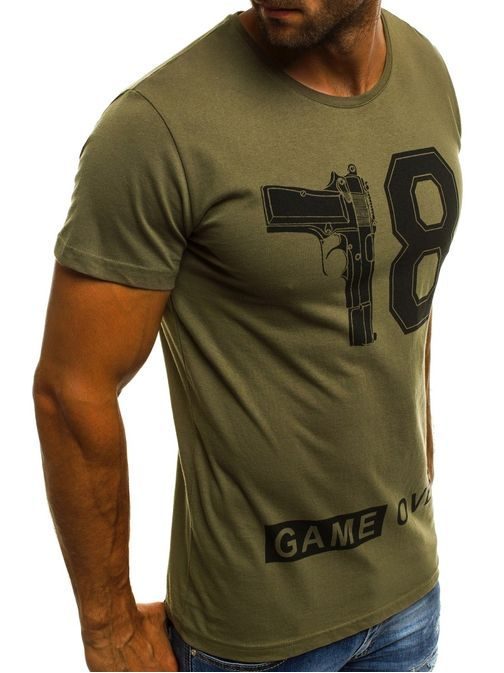 Kahki zöld feliratos póló "GAME OVER" O/1174