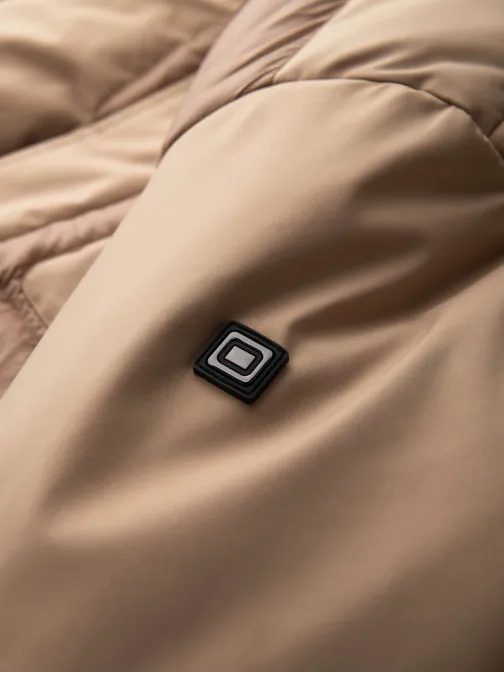 Vonzó bézs hosszú téli steppelt kabát V2 JALP-0165