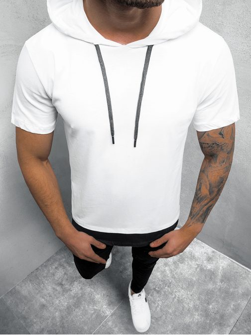 Stílusos fehér kapucnis póló MR/20220