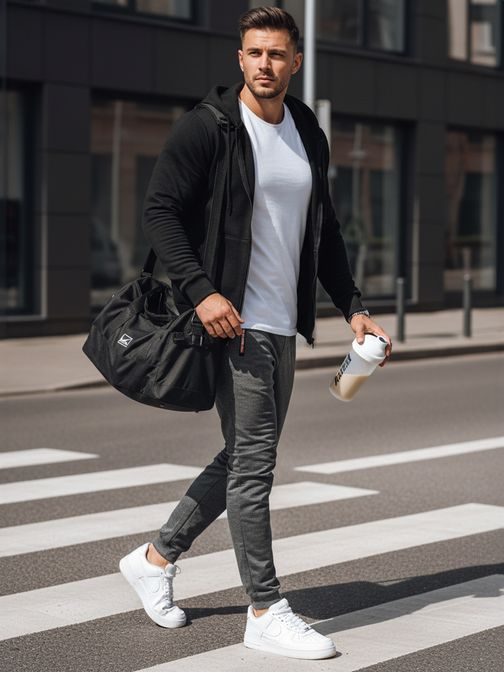 Kényelmes férfi melegítőnadrág szürke színben