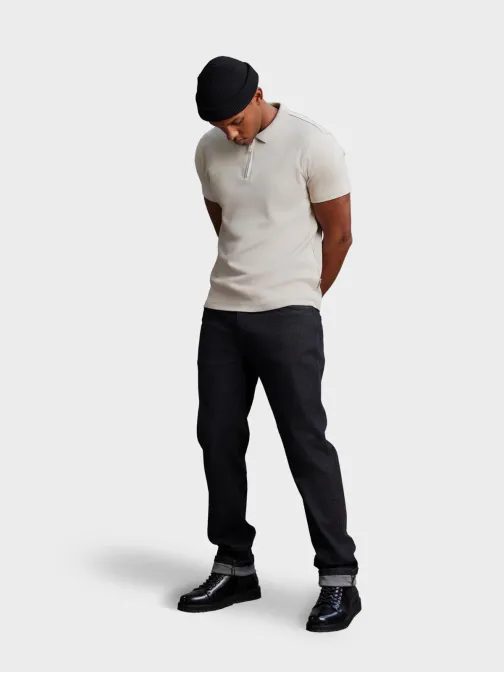 Krémszínű pólóing dekoratív cipzárral V3 POSS-0109