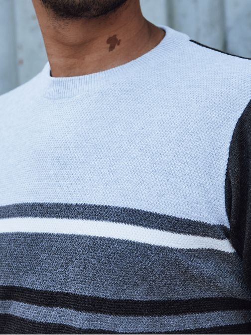 Egyedi fehér-szürke férfi pulóver