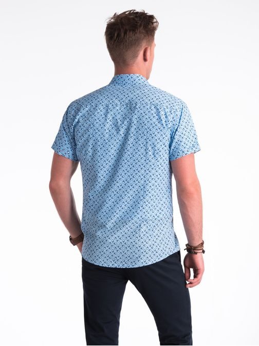 Trendi apró kék-fehér mintás ing K473