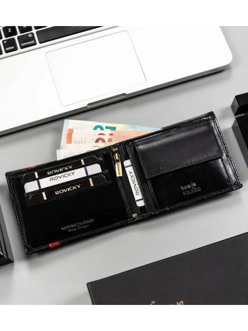 Trendi bőr fekete férfi pénztárca