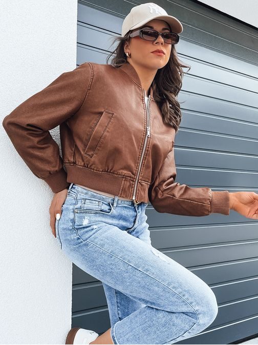 Női teveszínű  ökobőr bomber dzseki Santol