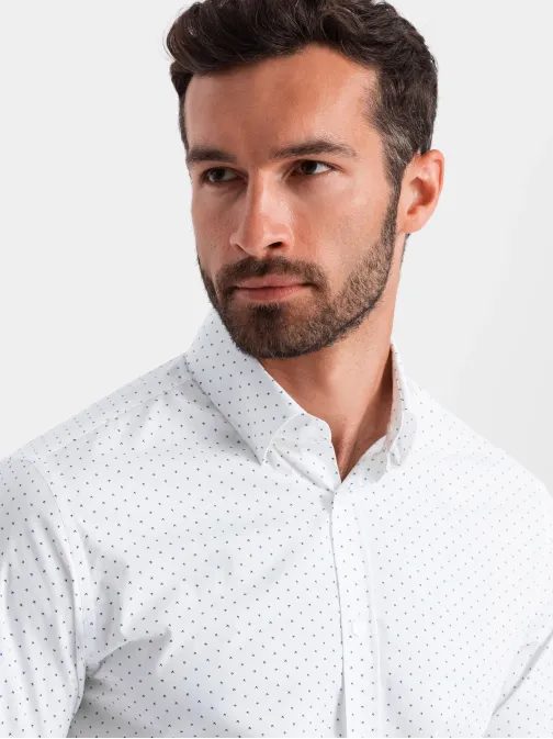 Érdekes fehér ing trendi mintával  V1 SHCS-0156