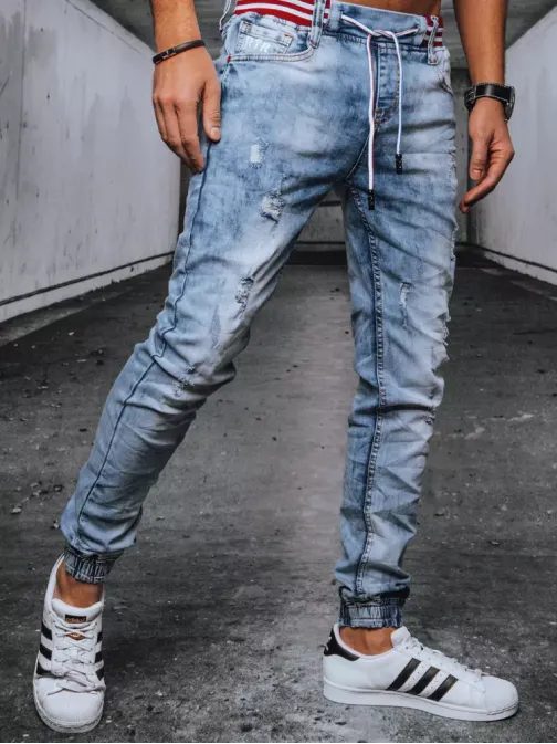 Stílusos kék jogger farmer nadrág