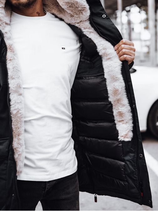 Meleg fekete férfi hosszú kabát