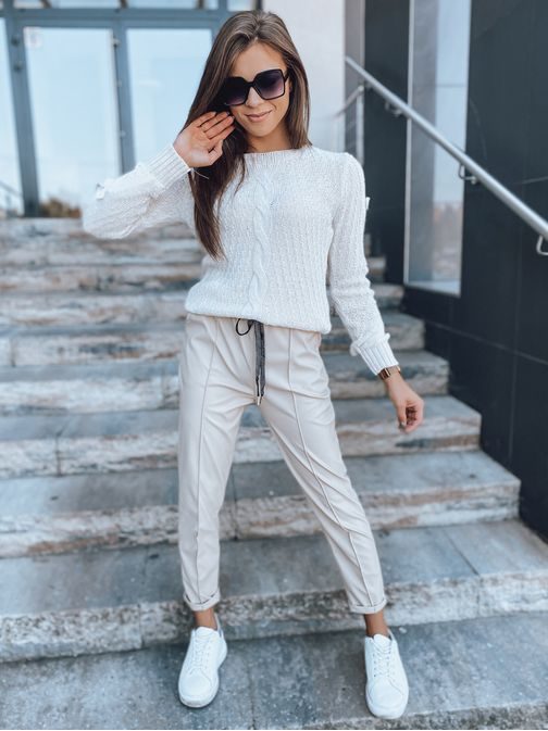 Különleges bézs női pulóver Madeline