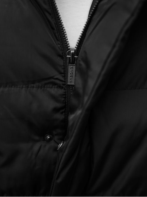 Fekete téli hosszú steppelt kabát  O/M799