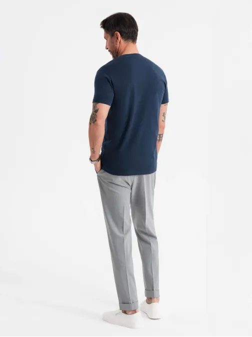 Basic sötétkék pamut póló kerek nyakú póló V2 TSBS-0236