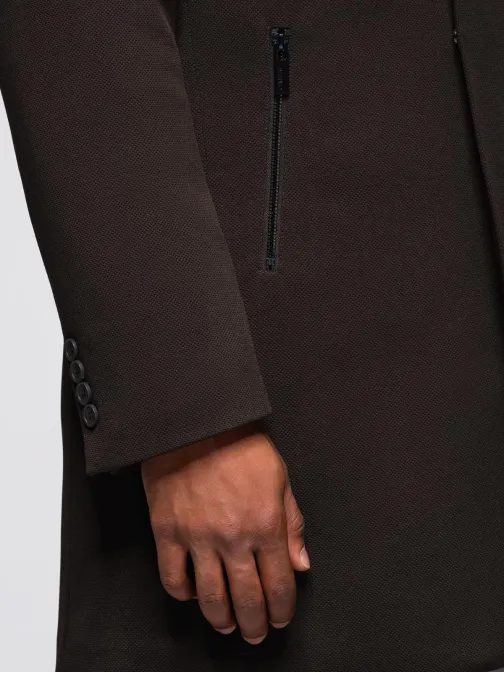 Barna férfi kabát, magas gallérral V5 COWC-0136