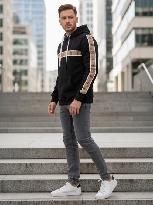 Férfi pulóver modern design fekete