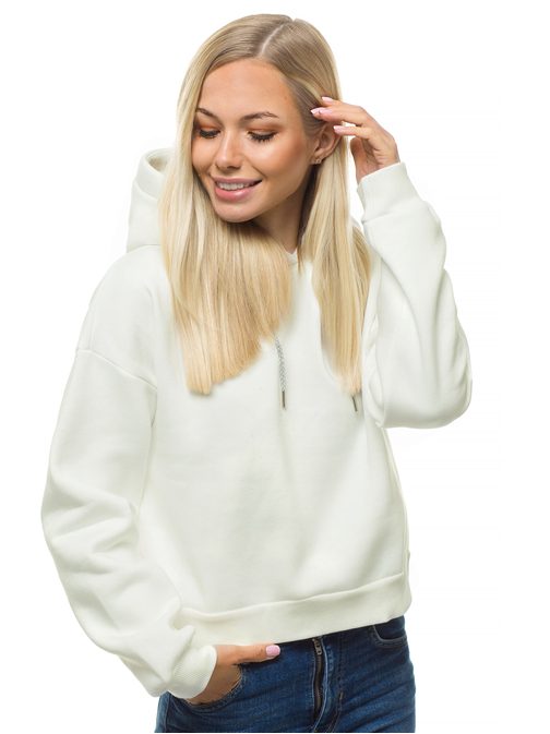 Modern ekrüszínű női kapucnis pulóver O/12102