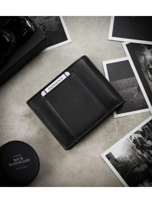 Elegáns fekete bőr pénztárca férfiaknak