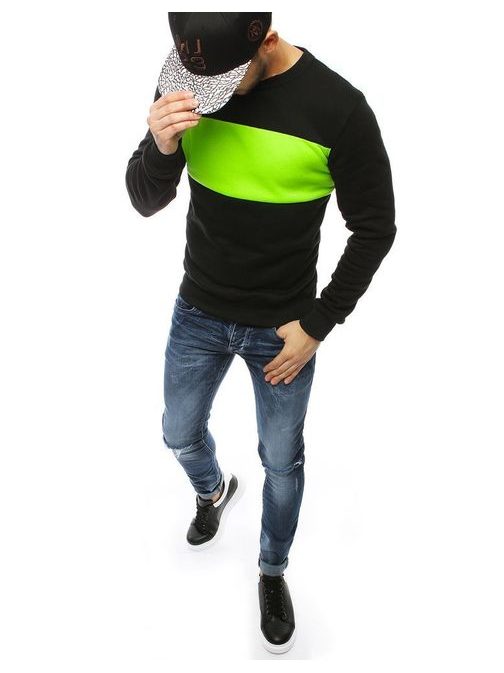 Érdekes fekete pulóver zöld résszel
