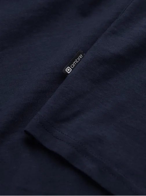 Egyszerű pamut hosszú ujjú póló sötétkék v2 om-lsbl-0106