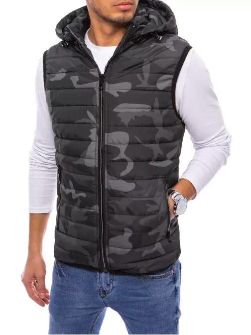 Szürke terepmintás kapucnis mellény