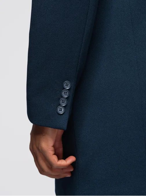 Sötétkék férfi kabát magas gallérral V2 COWC-0136