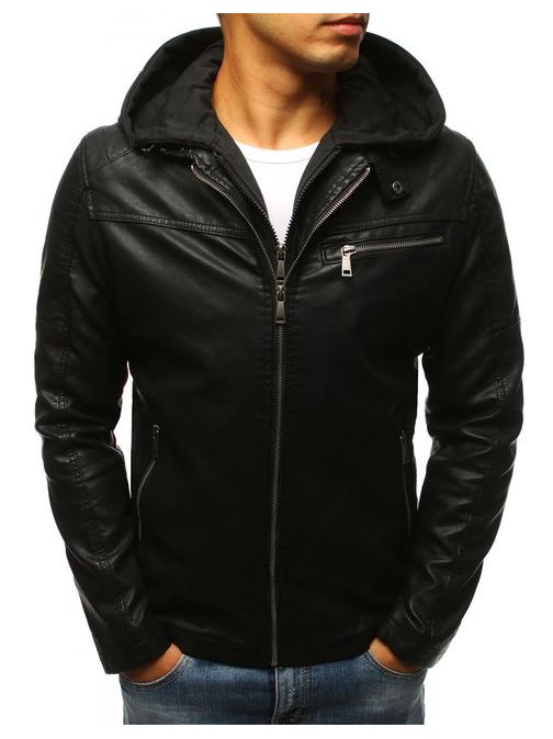 Kapucnis műbőr dzseki