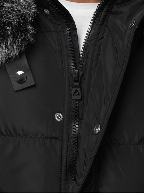 Fekete téli dzseki szőrmével O/99120Z