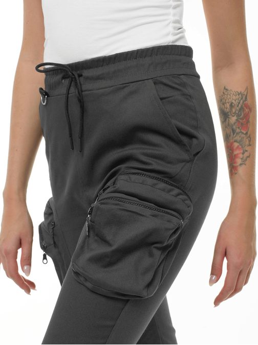 Divatos grafit színű női joggers O/802