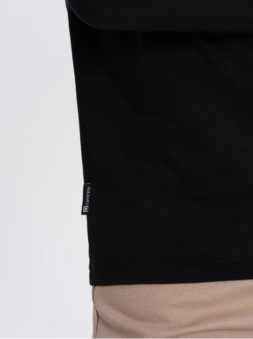 Egyszerű pamut hosszú ujjú póló fekete színben v1 om-lsbl-0106