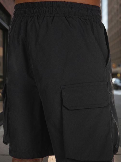 Divatos fekete zsebes rövidnadrág