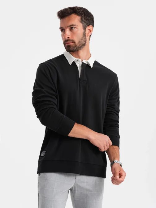 Elegáns fekete galléros pulóver  V6 SSNZ-0132