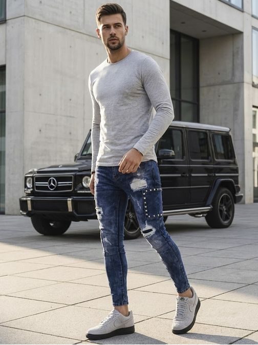 Divatos érdekes kék farmer nadrág