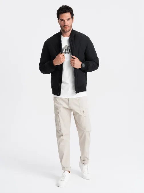 Stílusos fekete bomber dzseki  V1 OM-JALP-0143
