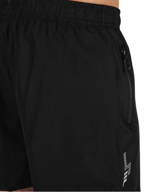 Fekete fürdőruha mintával és cipzáras zsebekkel