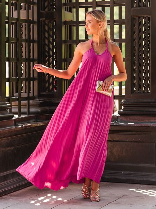 Stílusos rózsaszín női nyári ruha DLR064