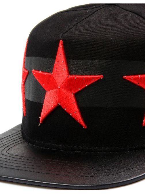 Stílusos fekete snapback piros csillagokkal