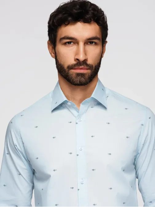 Mintás kék férfi ing V1 K696