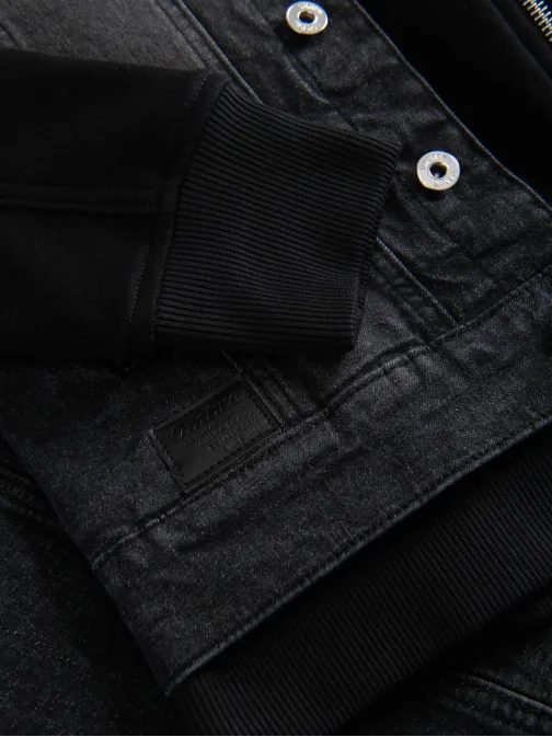 Fekete farmer dzseki fekete kötött ujjakkal V3 JADJ-0220