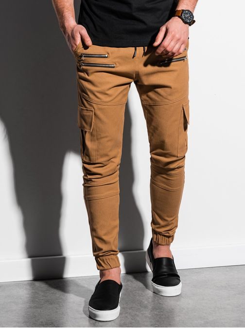 Trendi camel színű jogger nadrág P1000