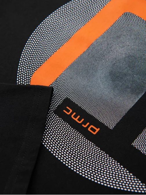 Fekete férfi póló trendi nyomtatással V2 TSPT-0245