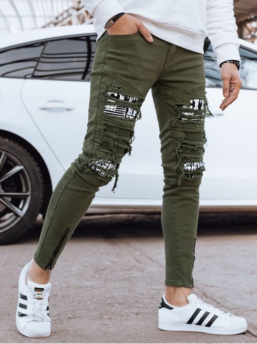 Időtlen zöld farmernadrág dísz elemekkel