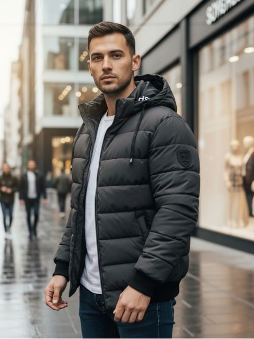 Időtlen grafit téli kabát kapucnival