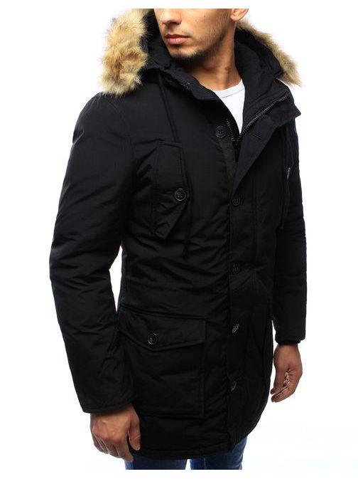 Divatos fekete téli parka kabát 1029
