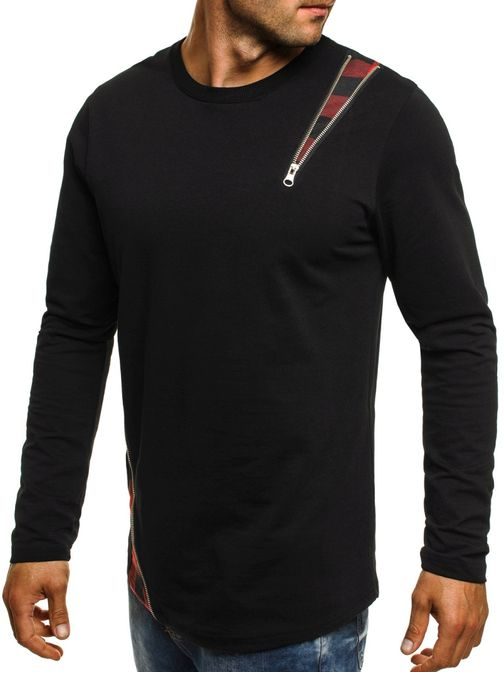 Fekete hosszú ujjú férfi póló ATHLETIC 754 piros díszítéssel