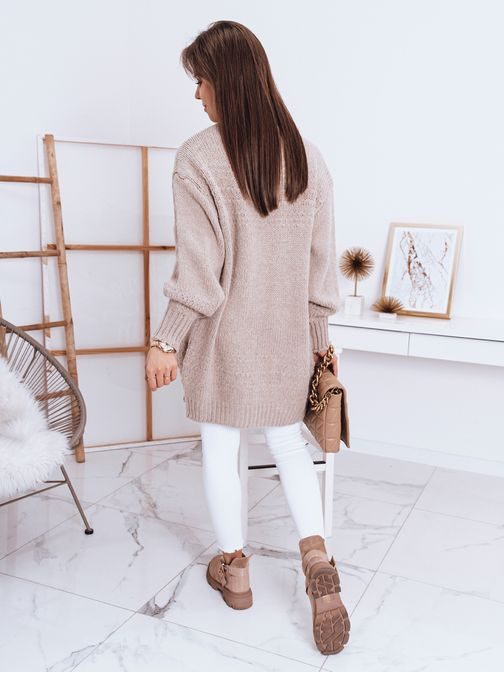 Bézs női kardigán egyszerű kivitelben Beate