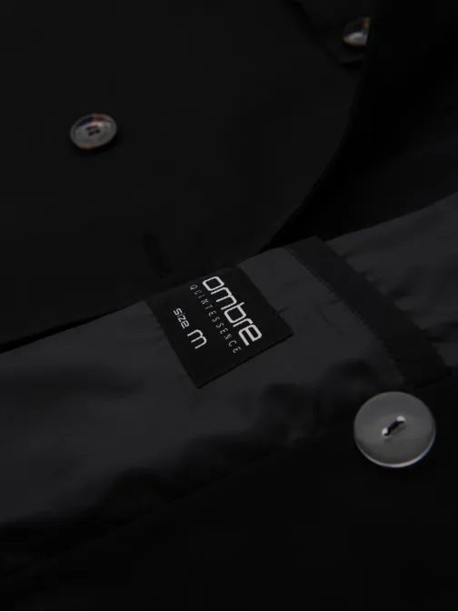 Modern fekete férfi trench kabát V2 COSC-0126