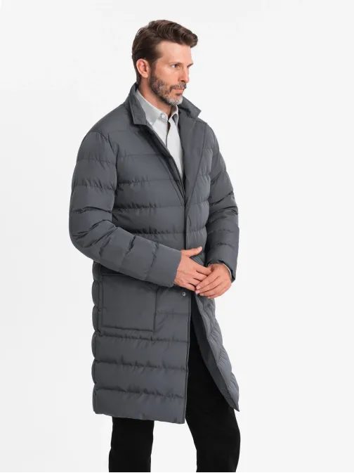 Modern grafit szürke steppelt kabát  V2 JALJ-0177