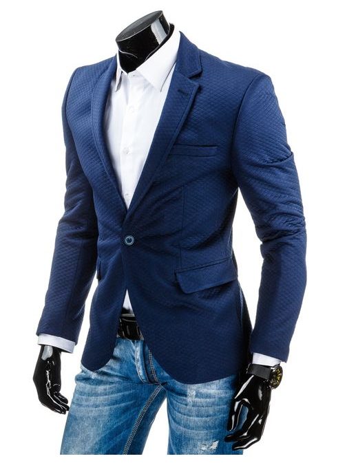 Kék egysoros férfi zakó