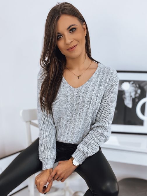 Egyedi világosszürke női pulóver Emi