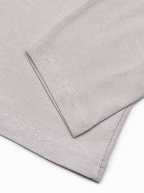 Bézs színű hosszú ujjú póló v-nyakkivágással L136