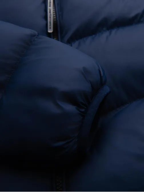 Fényes sötétkék steppelt kabát V2 JAHP-0303 JAHP-0303