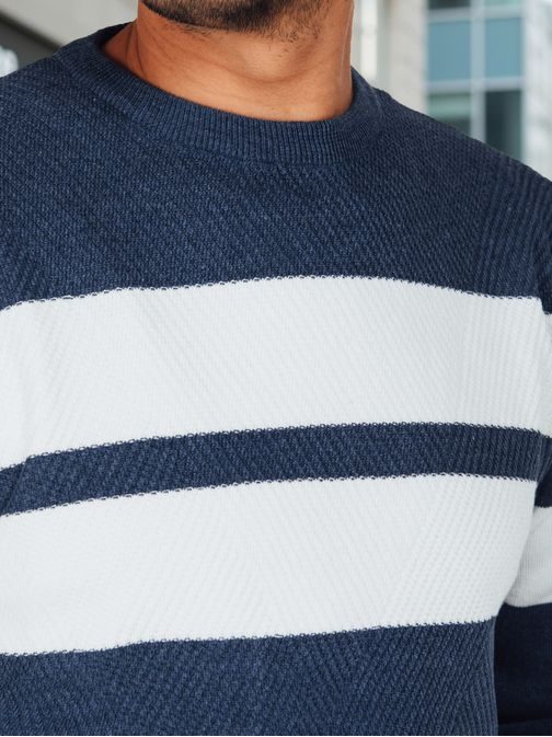 Modern kék férfi pulóver